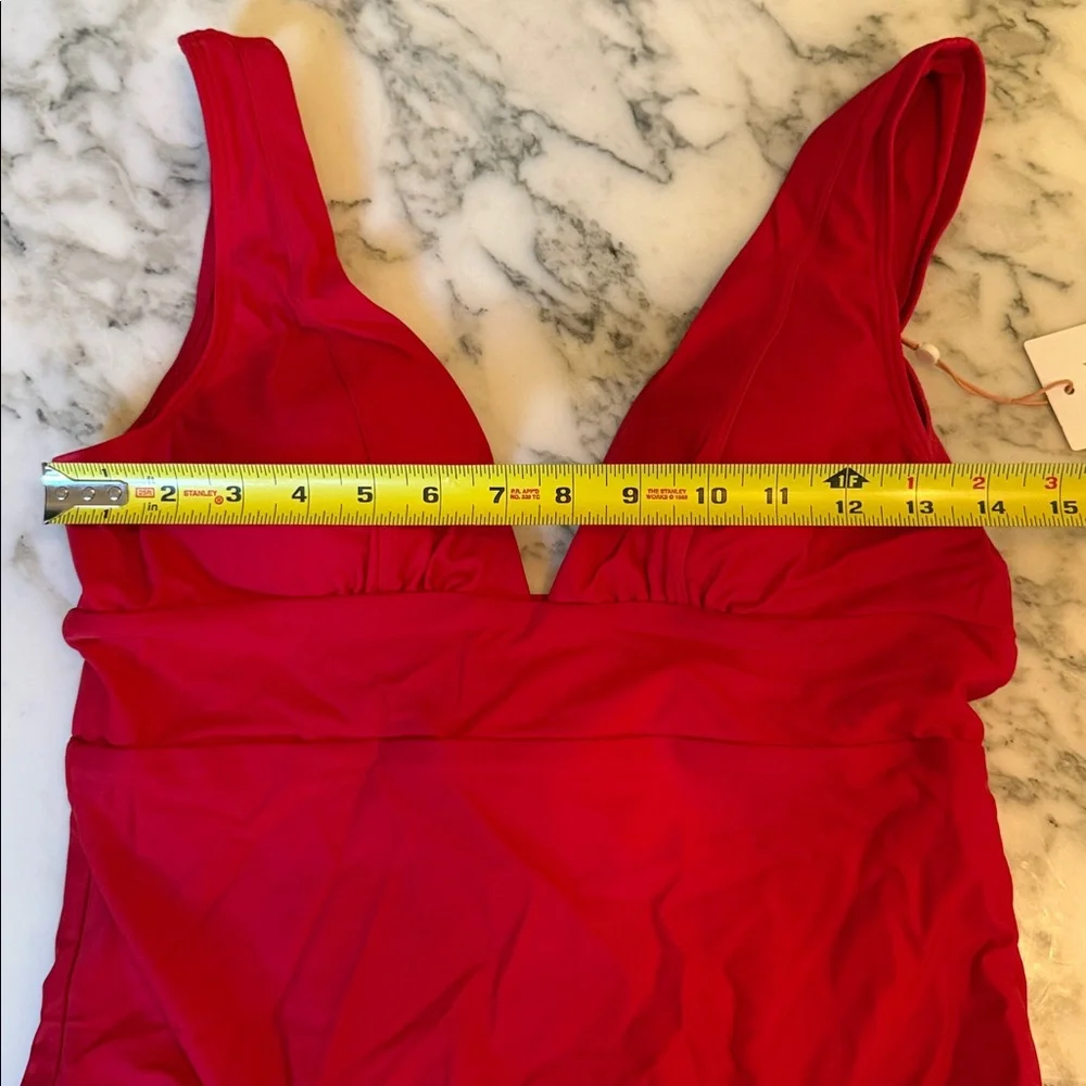 NWT Quince Cherry Red Women’s Italian Plunge One-Piece Swimsuit Sz XS S M L 🍒 - Picture 9 of 13